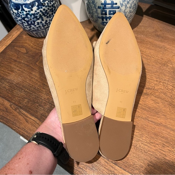 NWOT J. Crew Tan Suede Mules with Bow Detail, Size 11 - Picture 4 of 5